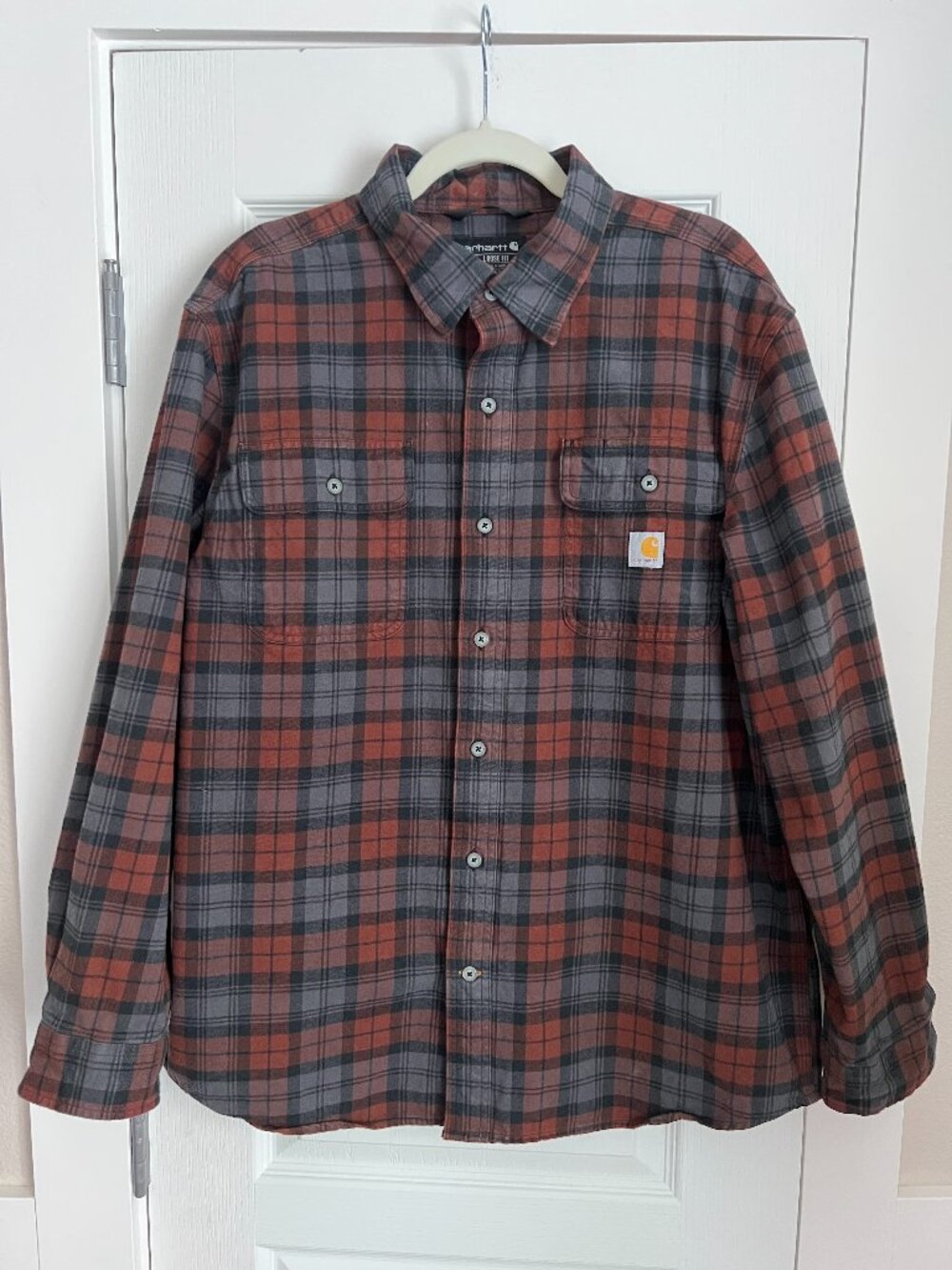 Carhartt Loose Fit Heavyweight Flannel Plaid Long Sleeve Shirt - Men’s Large